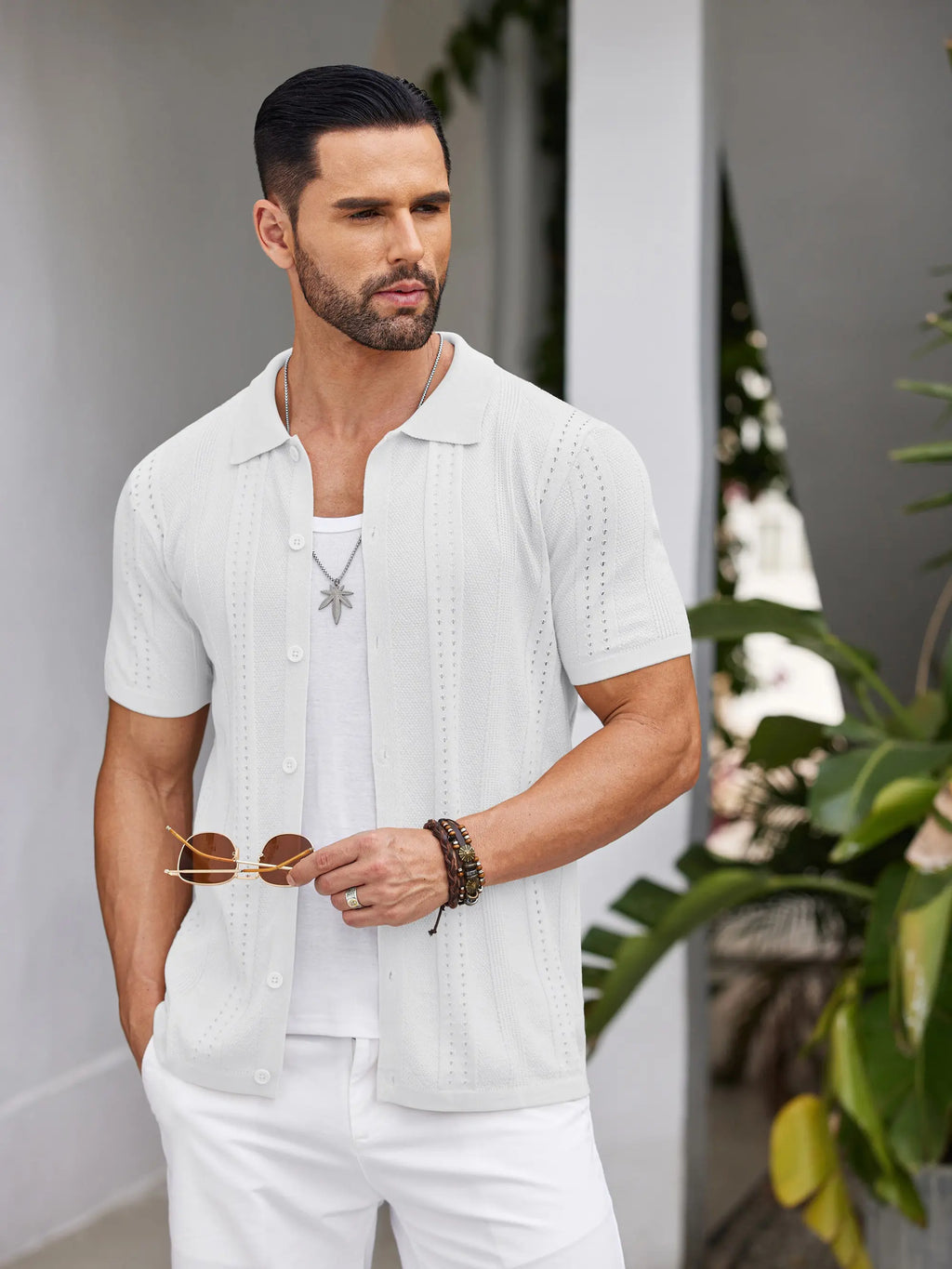 COOFANDY Men's Knit Short Sleeve Polo Shirt - Casual Summer Style