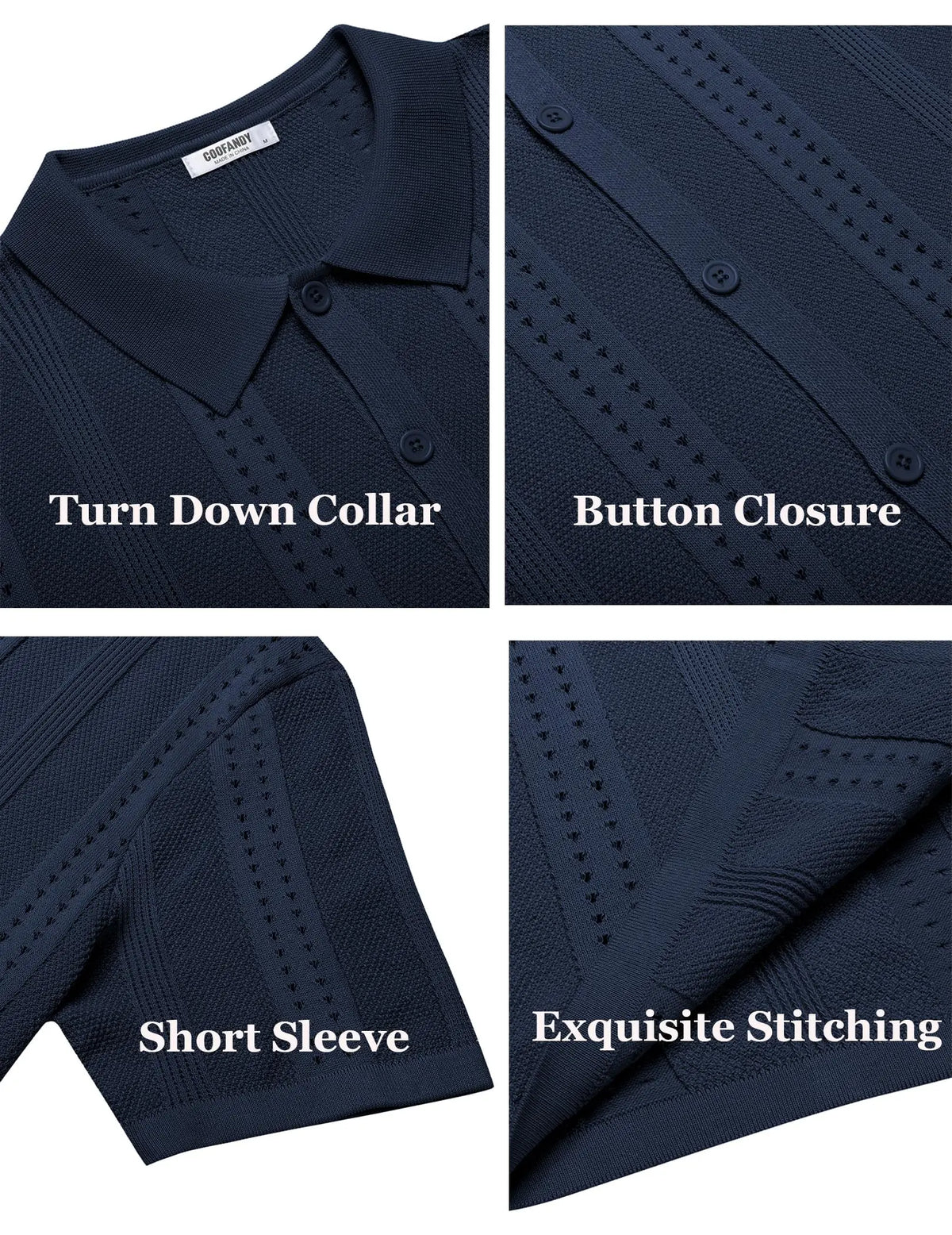COOFANDY Men's Knit Short Sleeve Polo Shirt - Casual Summer Style