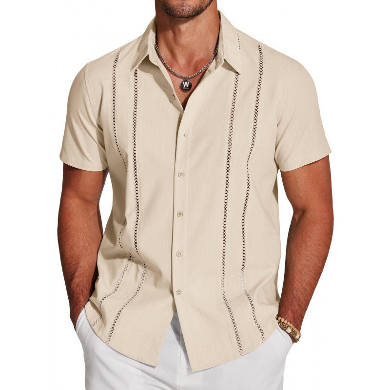 Men's Riviera Openwork Short Sleeve Button-Up Shirt