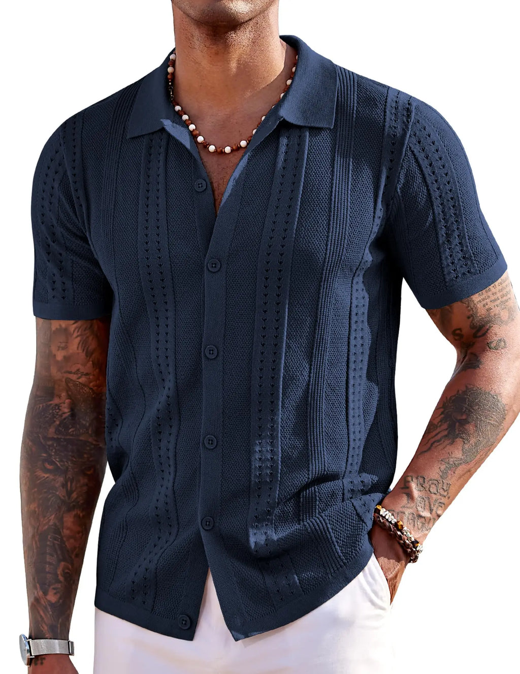 COOFANDY Men's Knit Short Sleeve Polo Shirt - Casual Summer Style