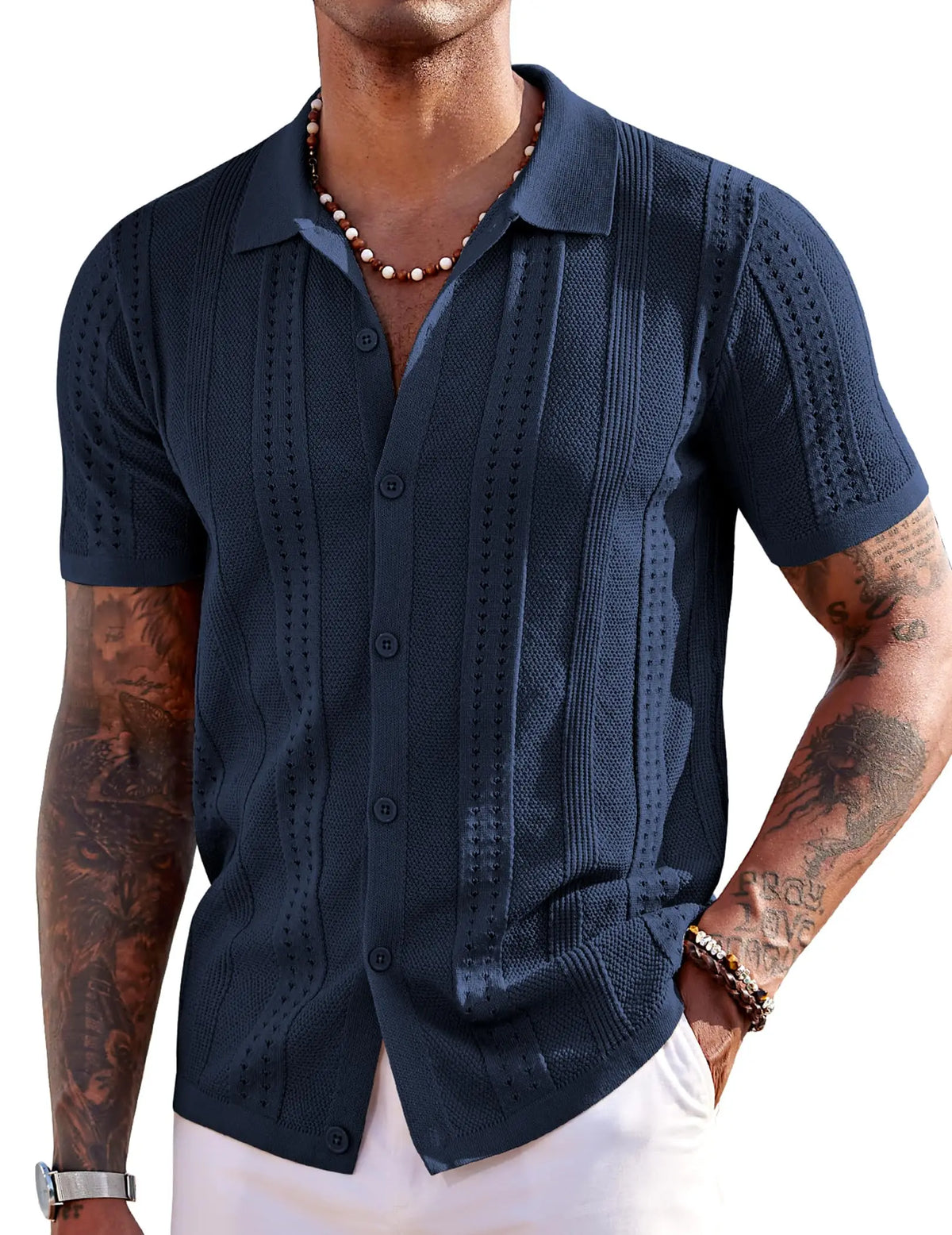 COOFANDY Men's Knit Short Sleeve Polo Shirt - Casual Summer Style